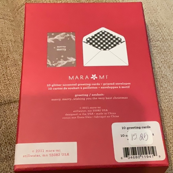 🌸3 for $18🌸 Mara Mi Christmas Cards Glitter Printed Envelopes, NEW, 10 Cards - Picture 5 of 6